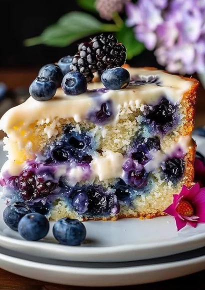 Blueberry Cream Cheese Coffee Cake with fresh blueberries and cream cheese frosting