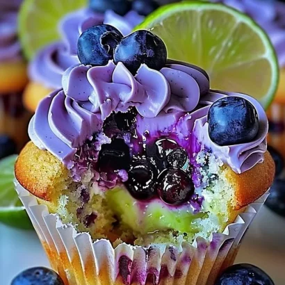Thumbnail for Blueberry Lime Cheesecake Cupcakes