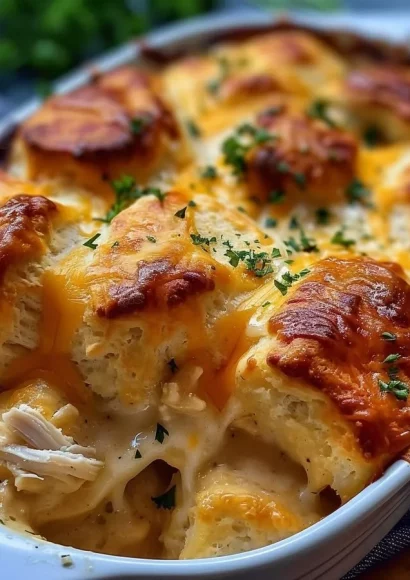 Delicious Chicken Bubble Biscuit Bake Casserole served on a plate