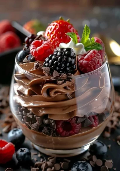 Chocolate Berry Parfait with layers of chocolate, berries, and creamy textures
