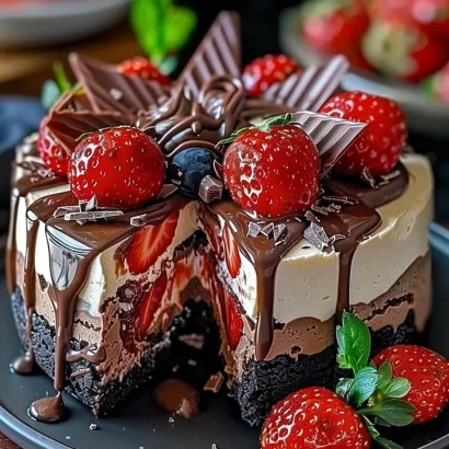 Thumbnail for Chocolate Strawberry Swirl Cheesecake