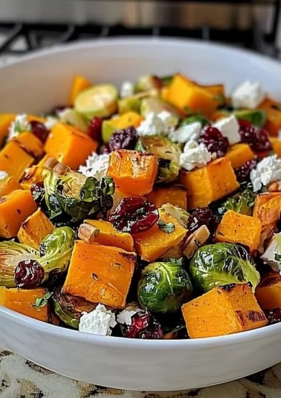 Cranberry-Glazed Roasted Vegetable Salad with colorful roasted veggies and a glossy glaze