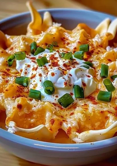 A creamy dish of cheesy crab rangoon dip served in a bowl with crackers on the side.