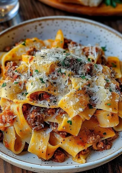 Creamy Calabrian chili pappardelle pasta with sausage and fennel