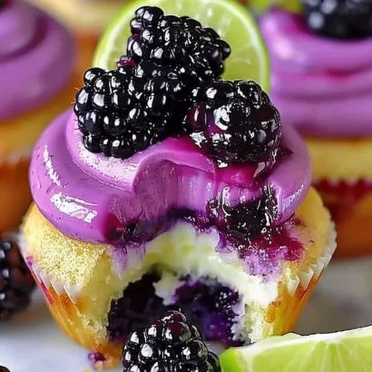 Thumbnail for Decadent Blackberry Lime Cheesecake Cupcakes