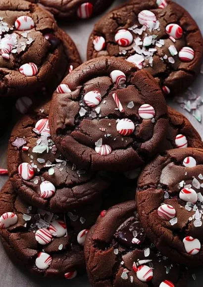 Delicious double chocolate peppermint cookies on a plate