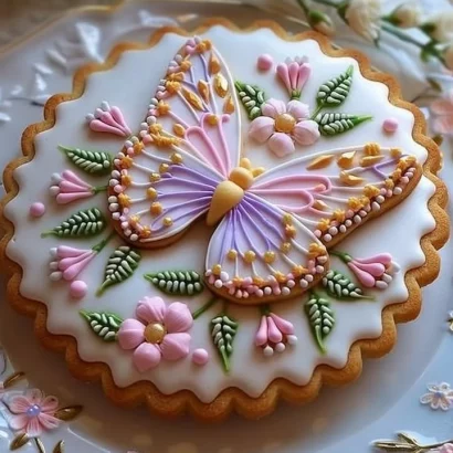 Beautiful Floral Butter Cookies decorated with Royal Icing for elegant desserts