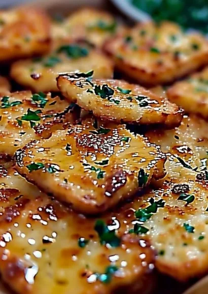 Delicious garlic bread Ritz bits served with creamy dip.