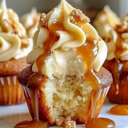 Thumbnail for Gooey Salted Caramel Cream Cheese Cupcakes