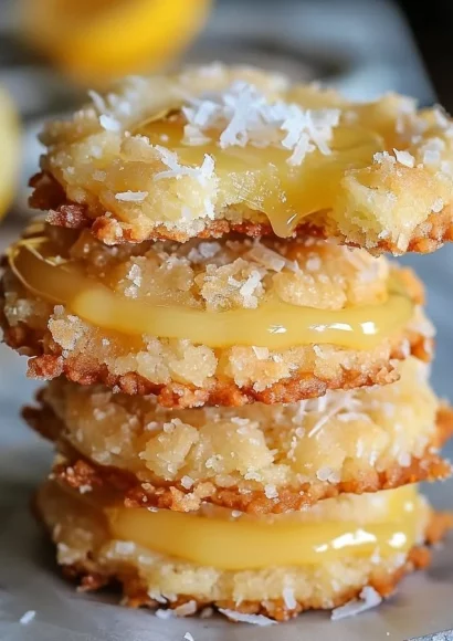 Heavenly Coconut Lemon Curd Cookies on a plate with a lemon slice