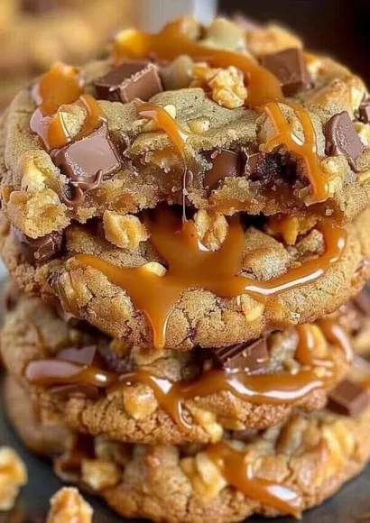 Irresistible Butterfinger Caramel Crunch Cookies ready to be enjoyed