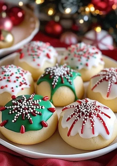 Assorted Italian Christmas cookies on a festive plate.