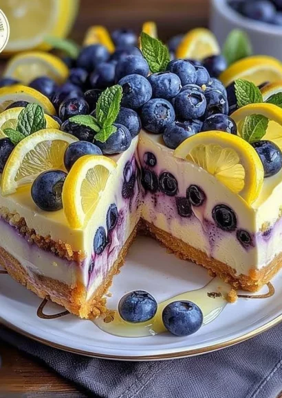 Lemon Blueberry Cheesecake Delight with fresh blueberries and lemon zest
