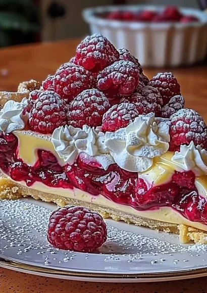 Delicious Lemon Raspberry Layered Pie with vibrant colors and creamy layers
