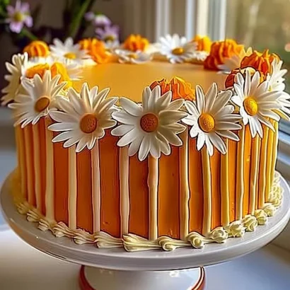 Thumbnail for Orange Creamsicle Cake with Daisy Decoration