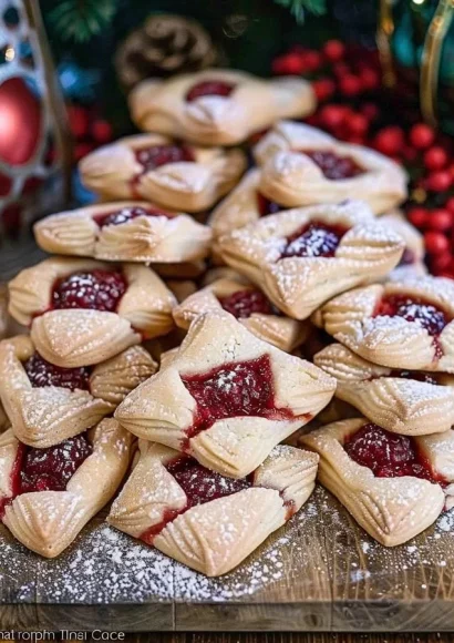 Delicious Raspberry Bow Tie Cookies shaped like bows with raspberry filling.