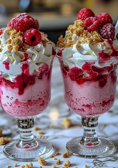Raspberry Cheesecake Freakshakes topped with whipped cream and fresh raspberries