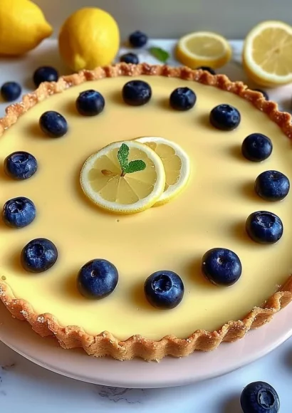 Refreshing no-bake lemon tart with coconut and Biscoff crust