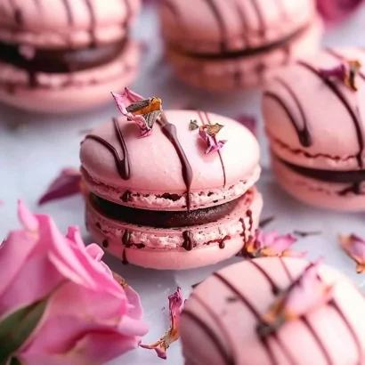 Thumbnail for Rose Dark Chocolate Flavored Macarons