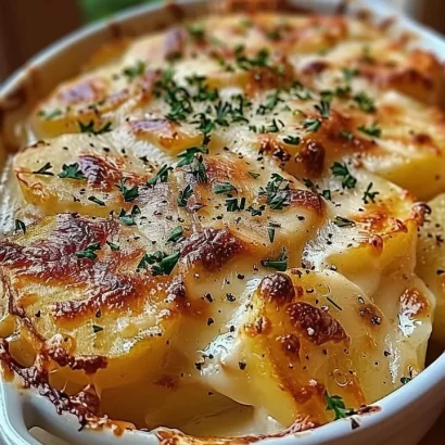 Ruth's Chris-inspired creamy gratin potatoes with cheese and herbs