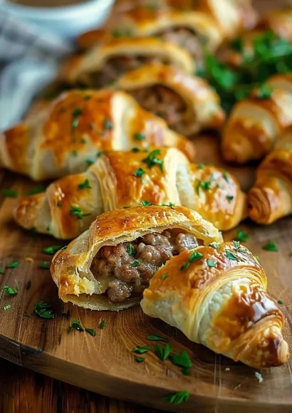 Delicious Sausage Cream Cheese Crescents baked to golden perfection