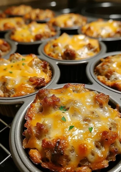Homemade sausage muffins served on a plate, perfect for breakfast or brunch.