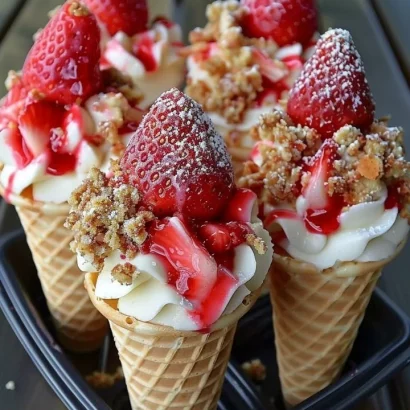 Thumbnail for Strawberry Crunch Cheesecake Cones
