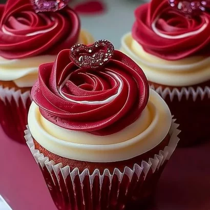 Thumbnail for Valentine’s Day Rose and Heart Cupcakes